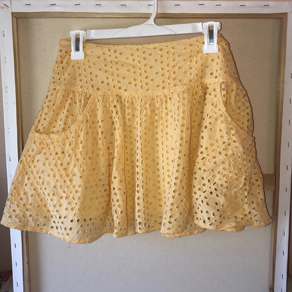 Golden yellow crochet skirt with pockets
